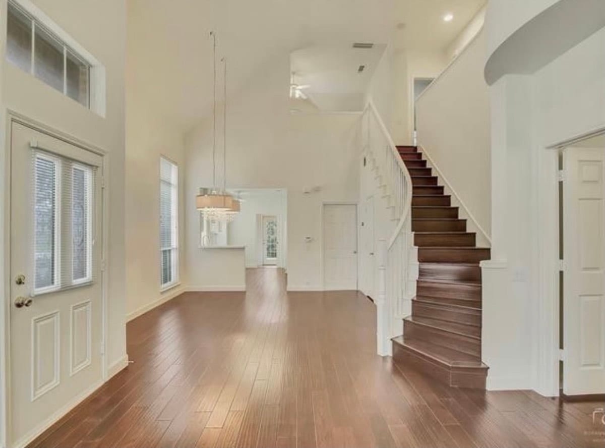 Entryway and staircase after interior painting
